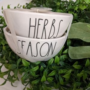 Rae Dunn Set of 2 round ceramic Mini Herbs Season bowls